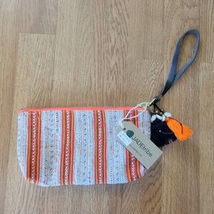 Jade Tribe neon clutch with wristlet & tassels NWT